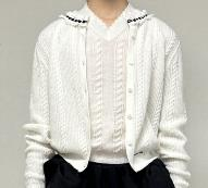 Collar embellished cardigan