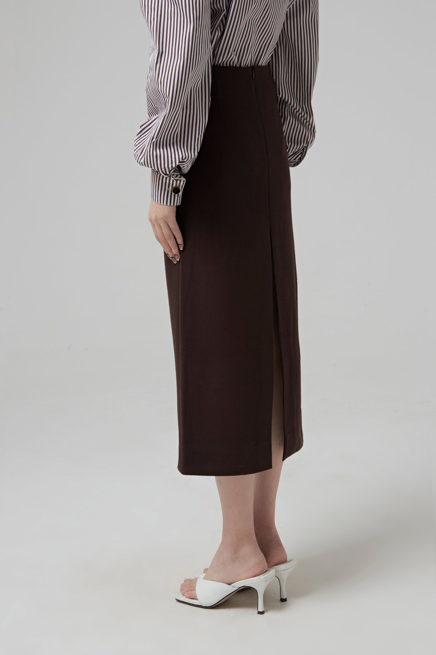 Wool Low-waist Long Skirt with Pockets