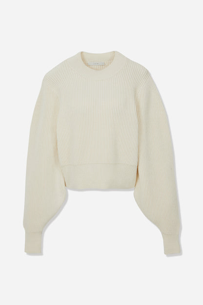 RIBBED PUFF SLEEVE KNIT TOP