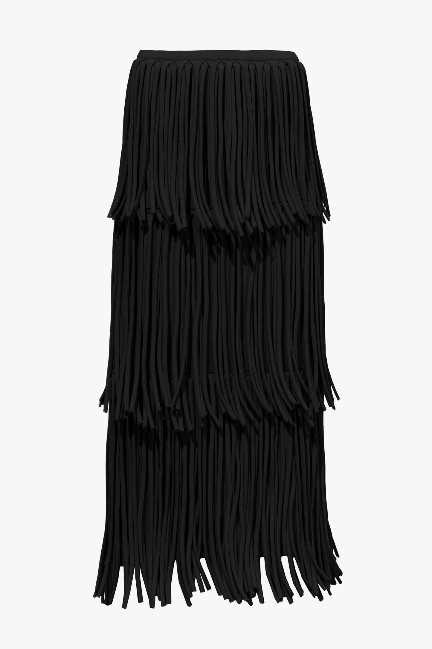 TEXTURED KNIT FRINGE SKIRT