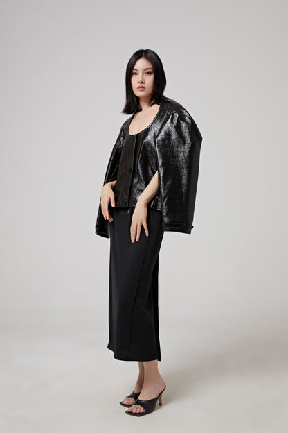 COCOON VINYL SHORT OVERSIZED COAT