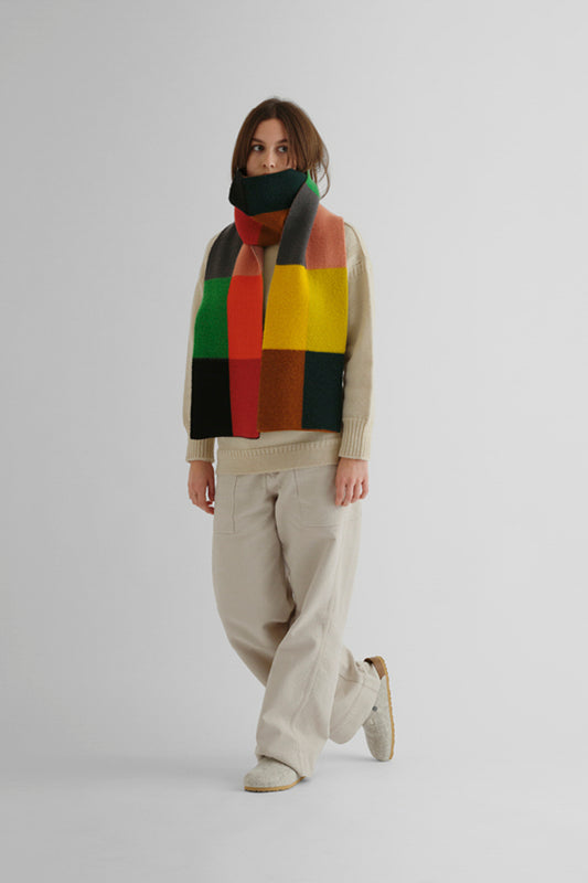 Brushed Multicolour Rectangles Scarf