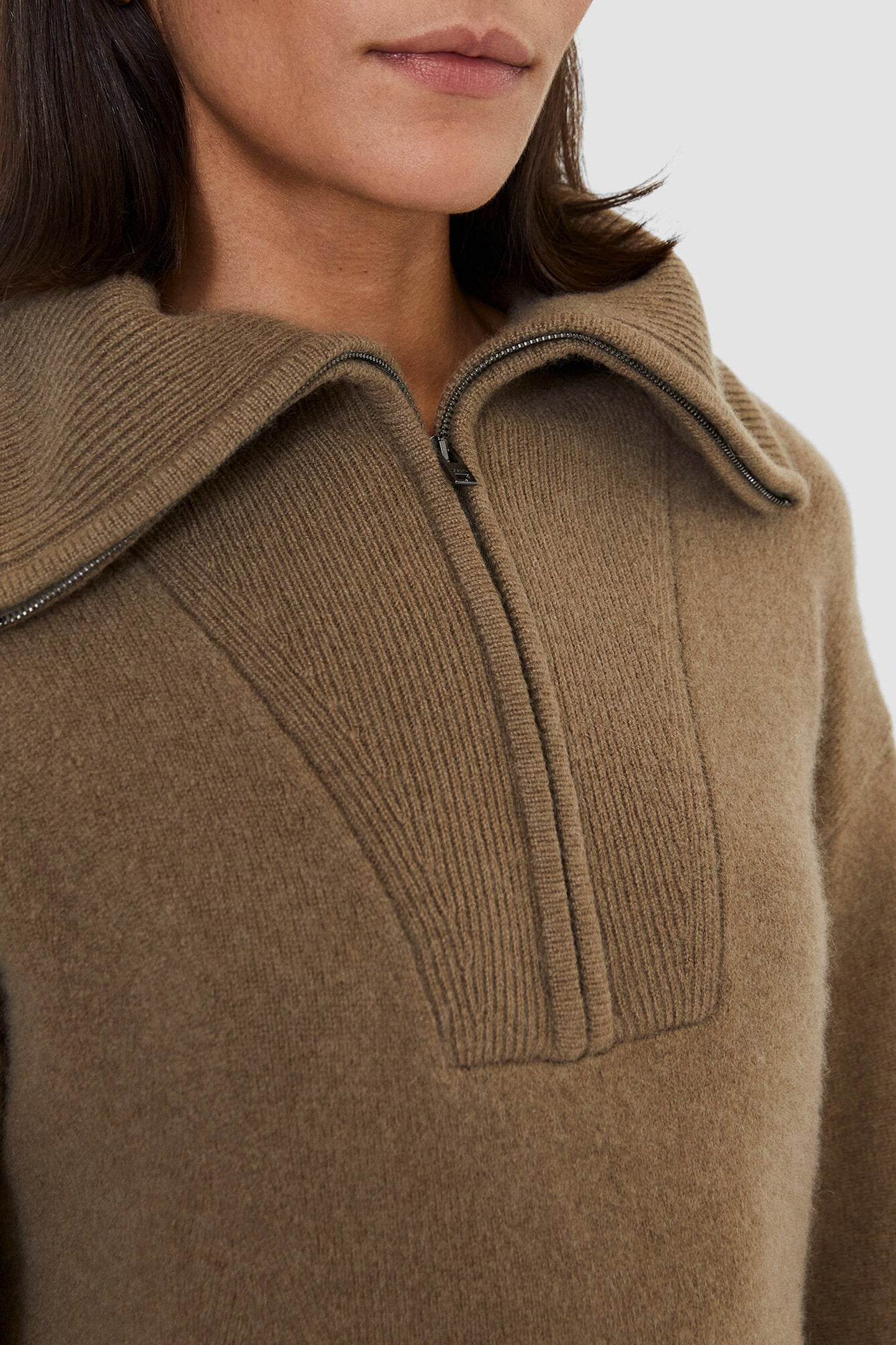 Half Zip-Brushed Cashmere