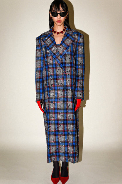 OVERSIZED MENS COAT - CHECKED TWEED