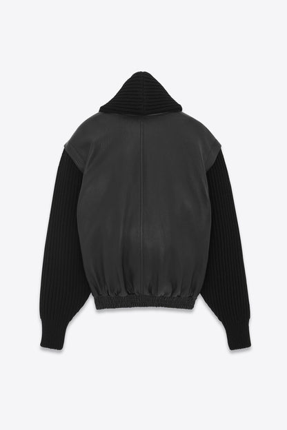 BLOUSON CUIR MAILLE