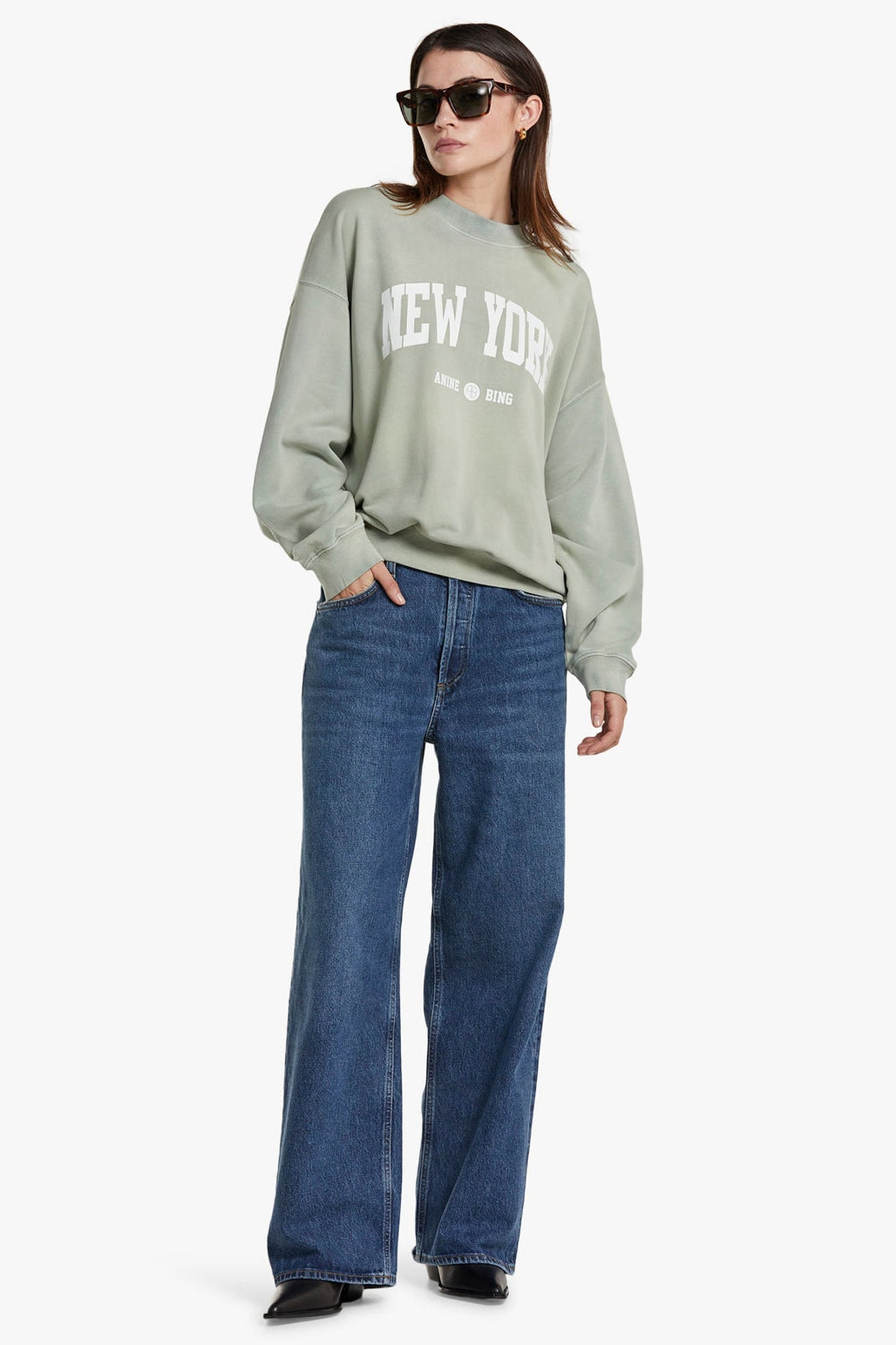 JACI SWEATSHIRT UNIVERSITY NEW YORK - WASHED FADED SEAFOAM