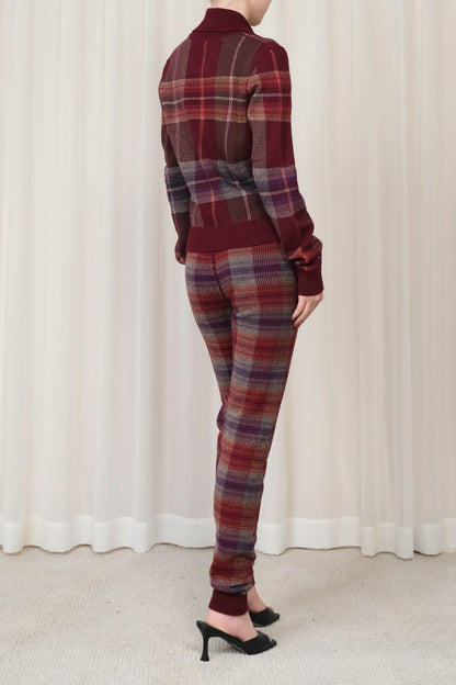 LADIES LEGGINGS FUZZY TARTAN