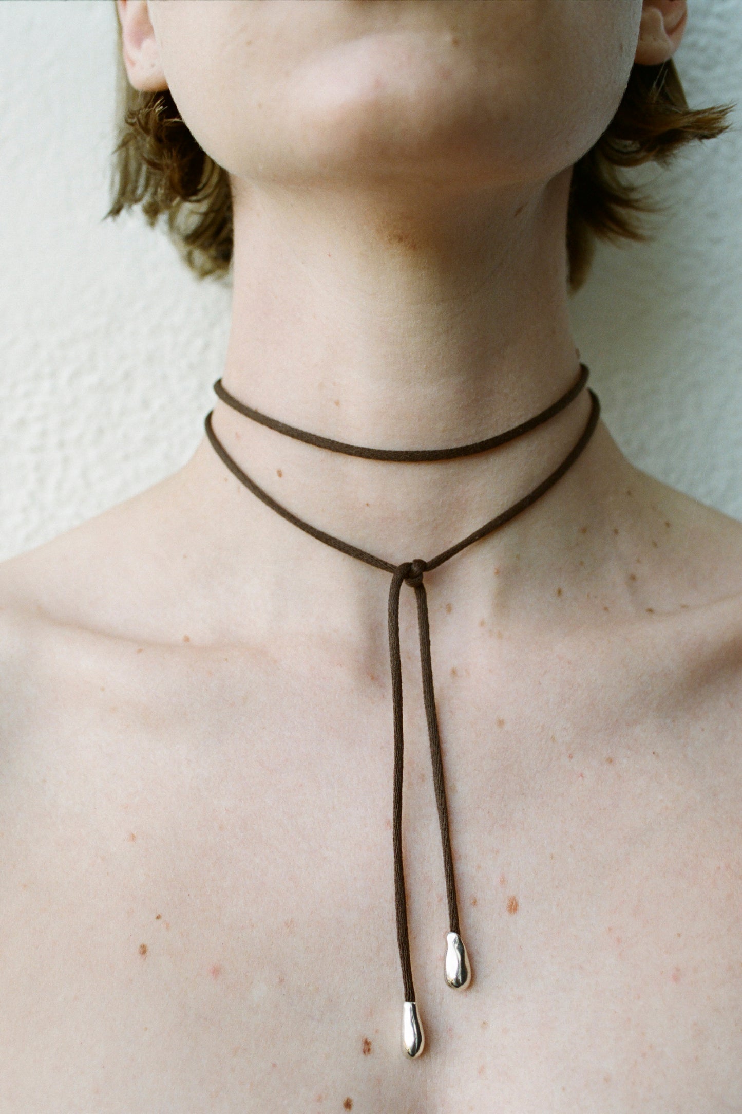 Elegant Shoelace Choker, Brown