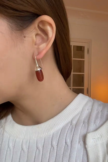 Dripping Stone Earrings, Carnelian