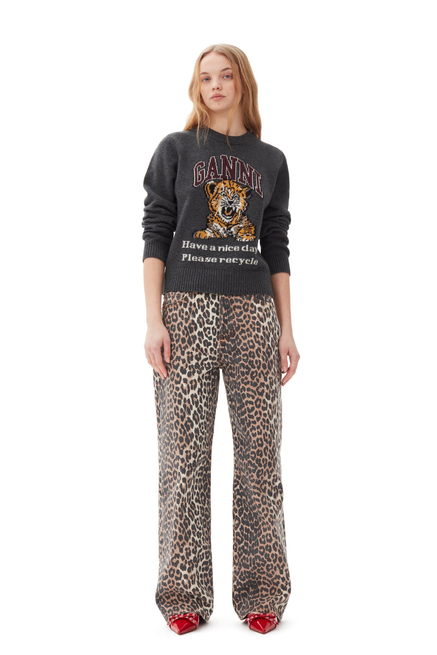 Graphic Wool Mix Tiger Crewneck