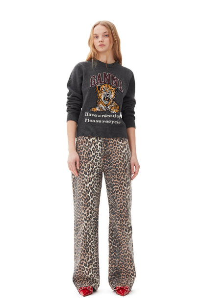 Graphic Wool Mix Tiger Crewneck