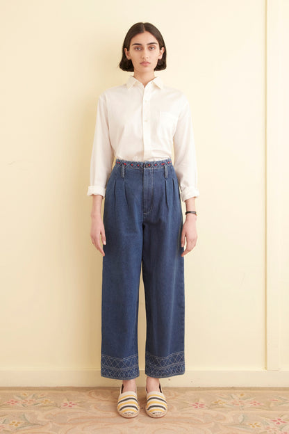 EMBROIDERED DENIM MURRAY TROUSERS