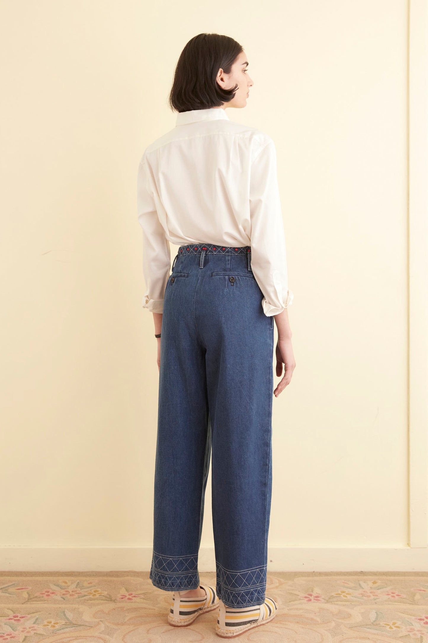 EMBROIDERED DENIM MURRAY TROUSERS