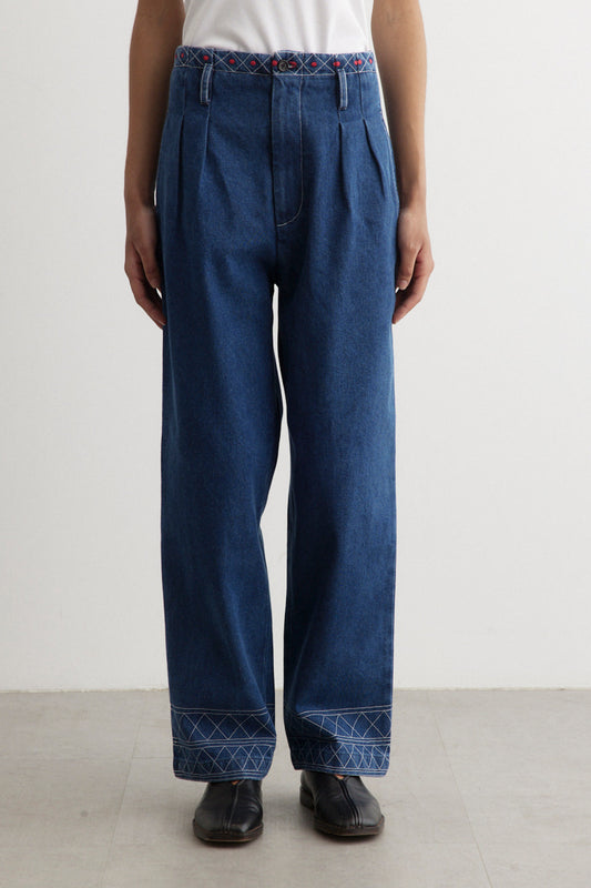 EMBROIDERED DENIM MURRAY TROUSERS