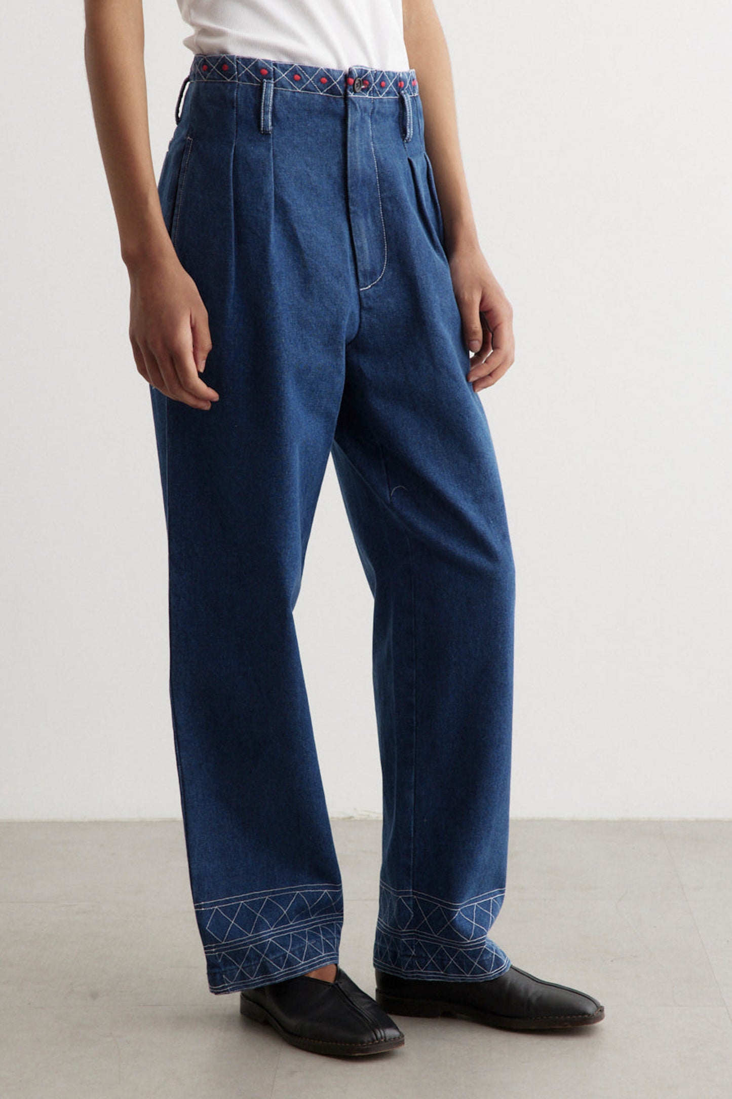 EMBROIDERED DENIM MURRAY TROUSERS