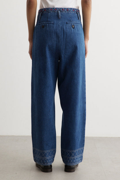 EMBROIDERED DENIM MURRAY TROUSERS