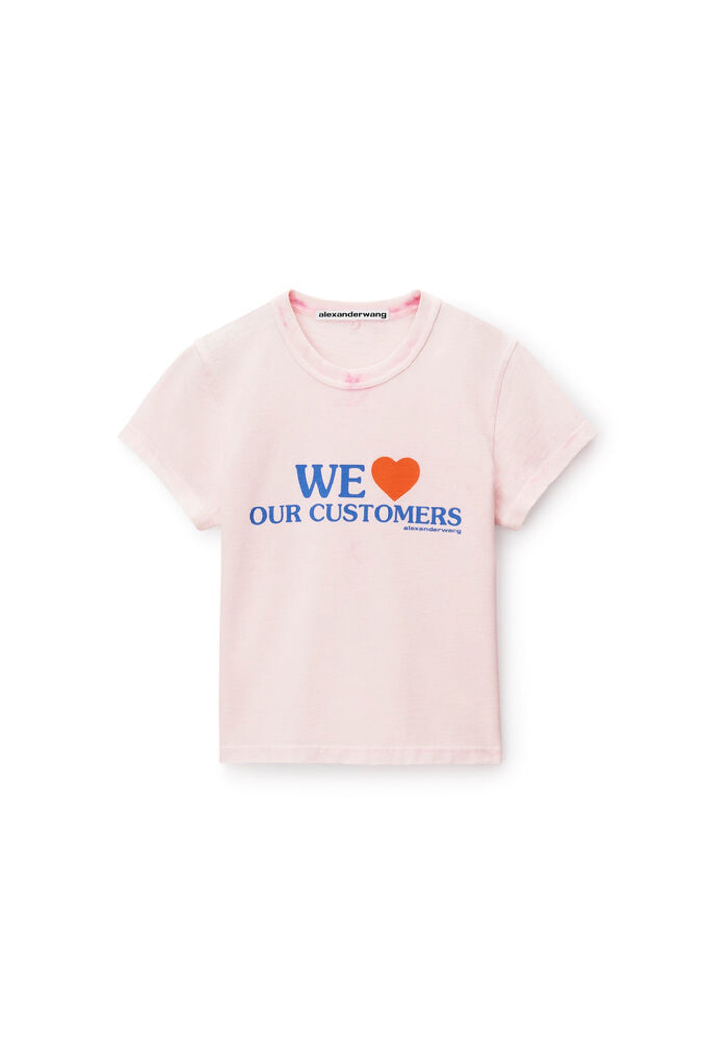 WE LOVE OUR CUSTOMERS SHRUNKEN TEE W/BLEACH WASH