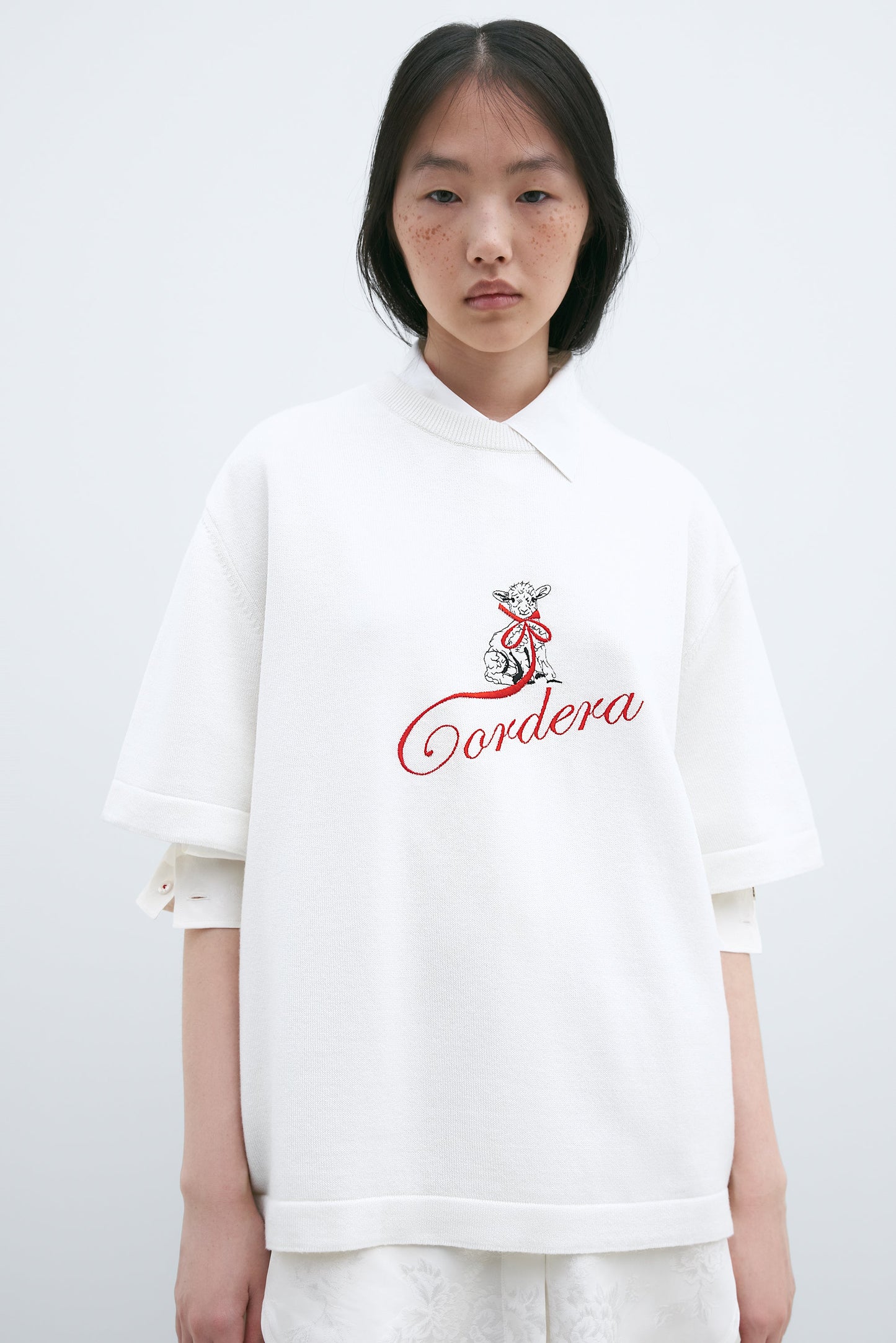 MERINO WOOL EMBROIDERED CORDERA T-SHIRT