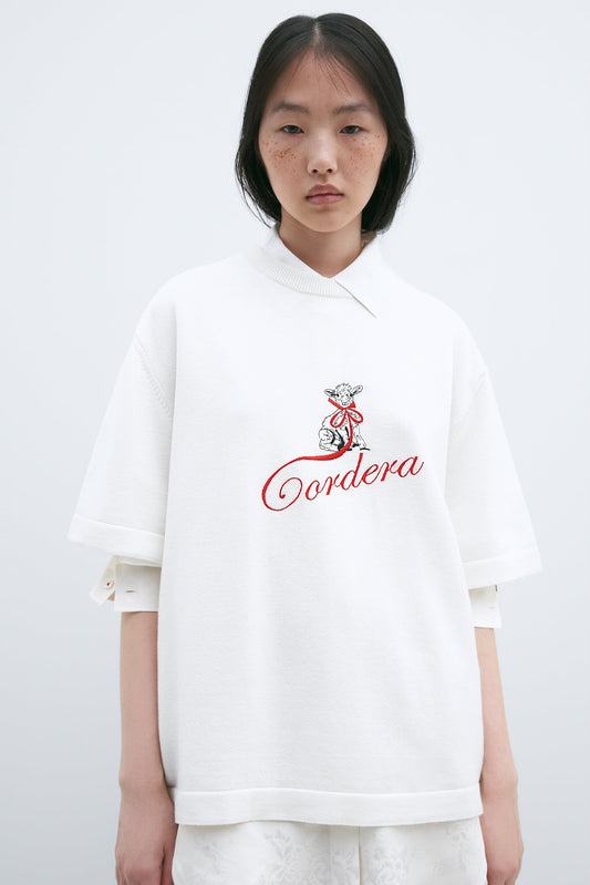 MERINO WOOL EMBROIDERED CORDERA T-SHIRT