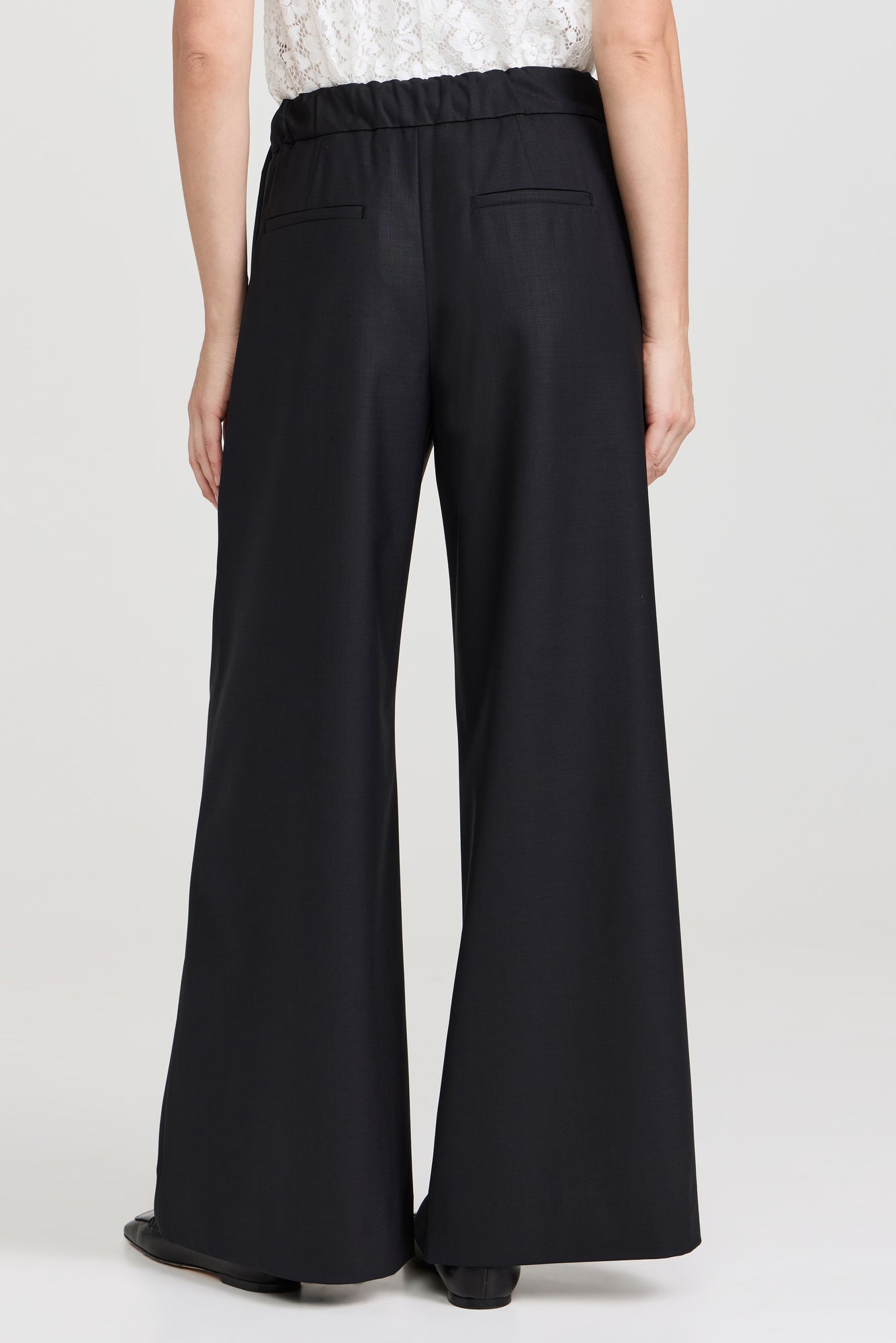 HALLIE WOOL SUITING BELTED WIDE LEG PANTS (D1)