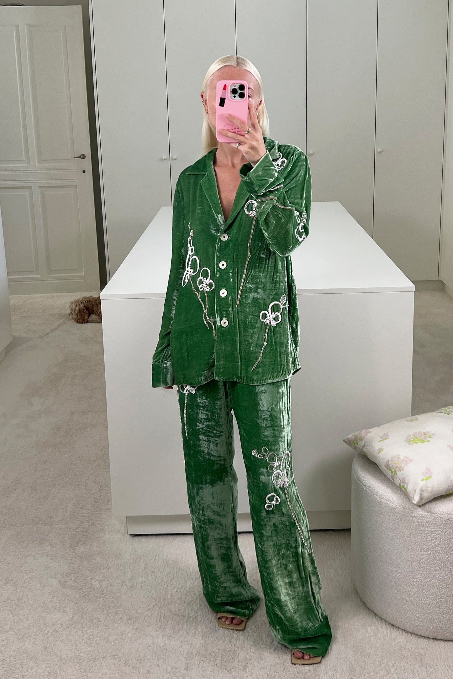 PYJAMA LOUIS PANT EMBROIDERED VELVET