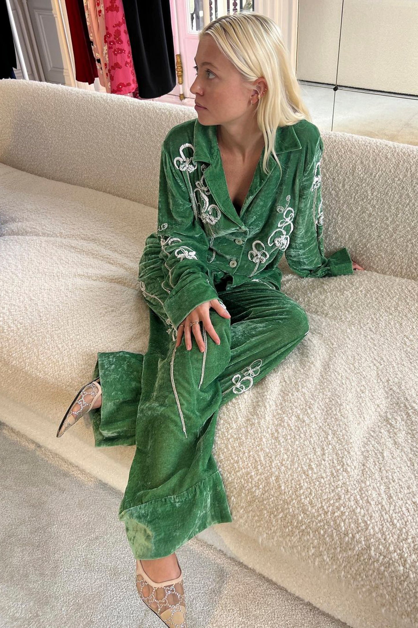 PYJAMA LOUIS PANT EMBROIDERED VELVET