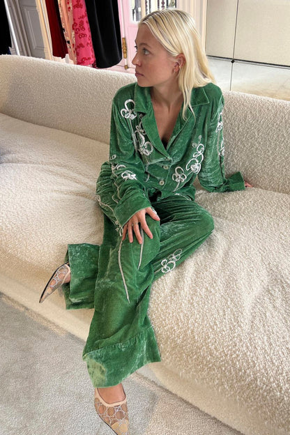 PYJAMA LOUIS PANT EMBROIDERED VELVET