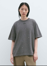 MERINO WOOL BEADED T-SHIRT GREY