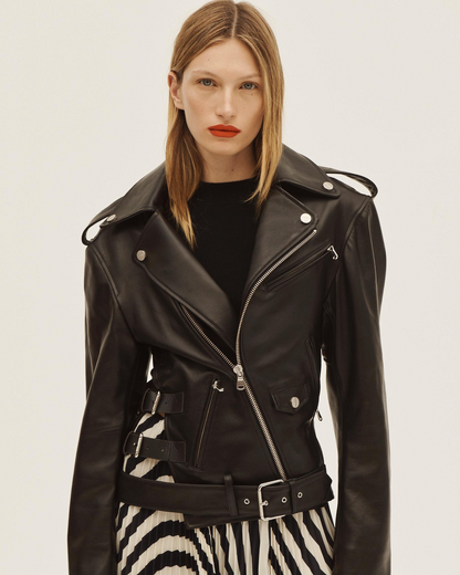 BELTED LEATHER JACKE