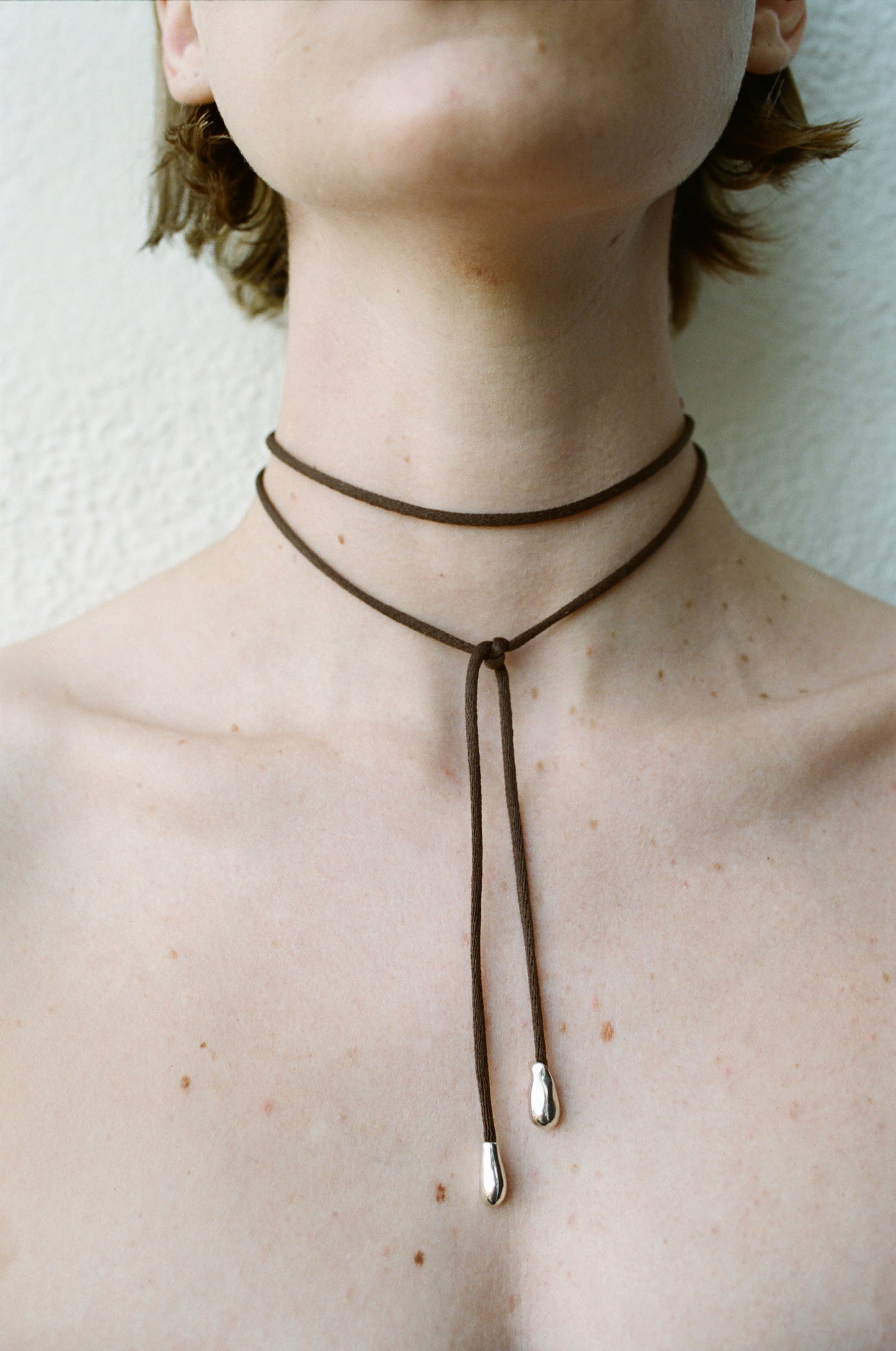 Elegant Shoelace Choker, Brown