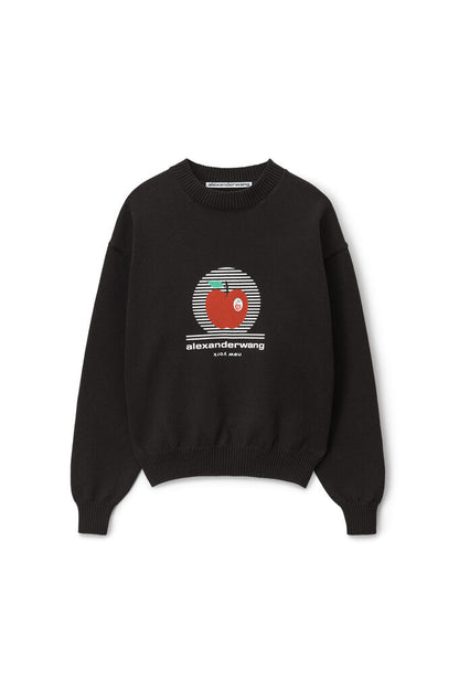 CREWNECK PULLOVER WITH NY APPLE PUFF LOGO