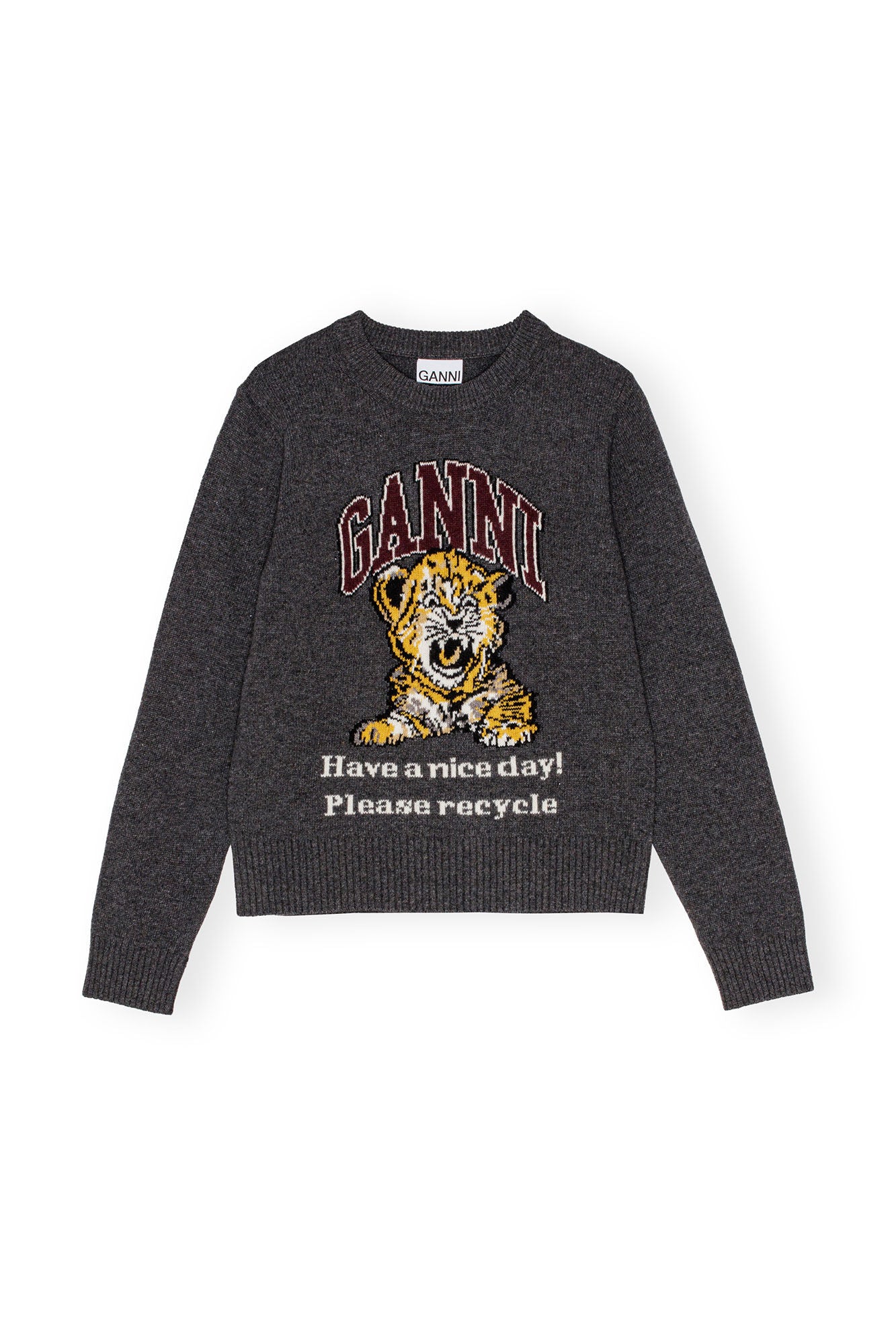 Graphic Wool Mix Tiger Crewneck