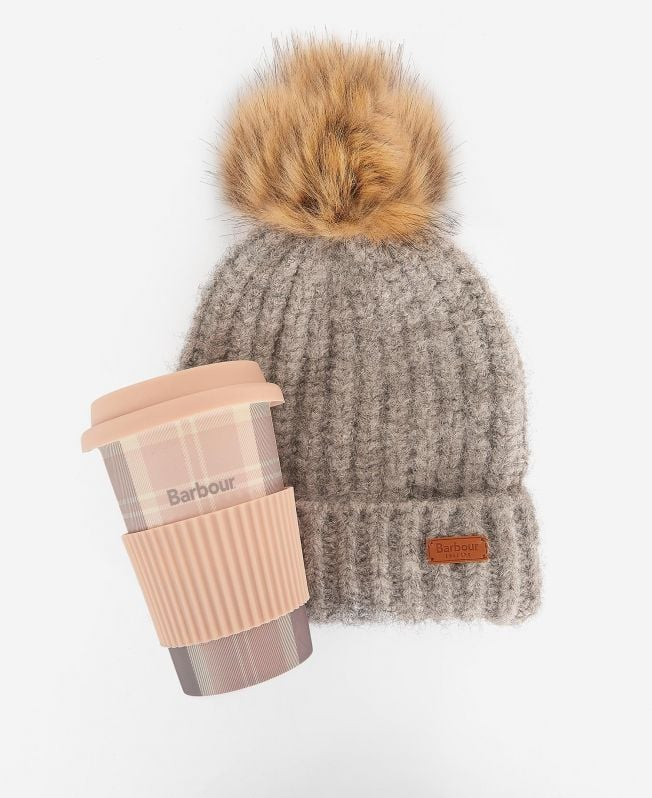 Barbour Travel Mug And Beanie Gift Set