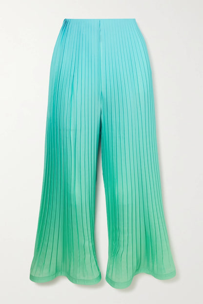 PLEATED RECYCLED PRINTED GEORGETTE PANTS