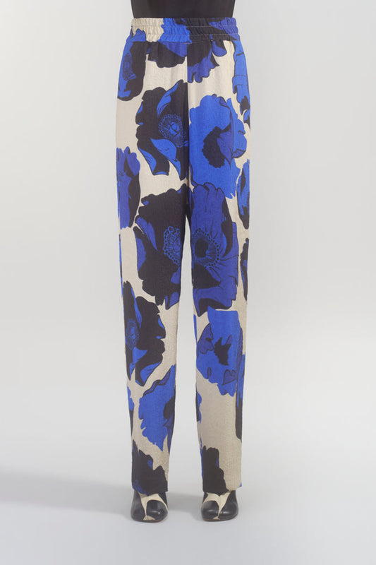 PRINTED BLUE SLIM PANTS