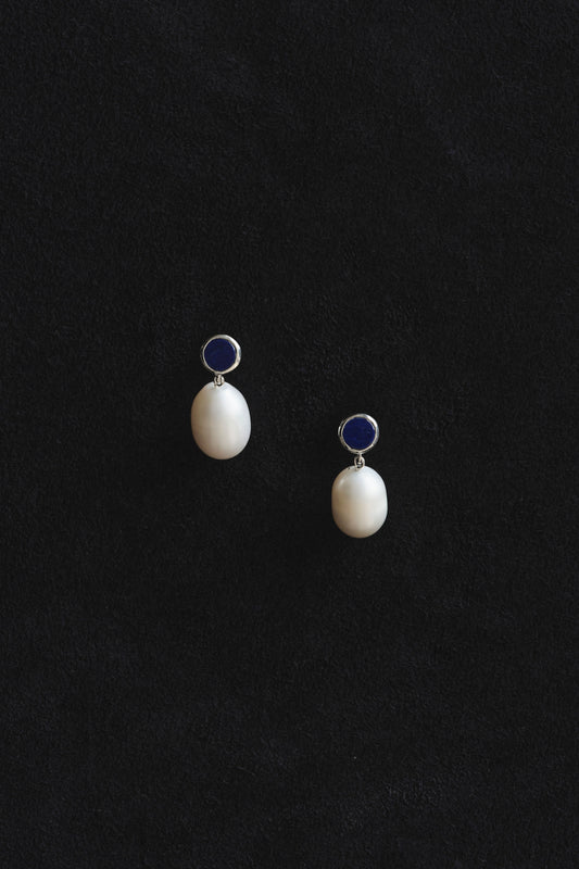 Neue Pearl Earrings, Lapis