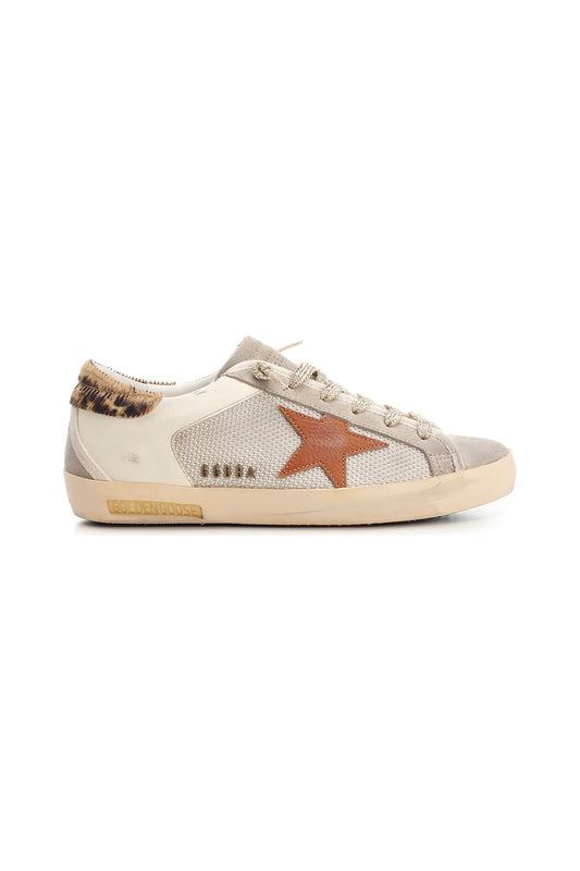 SUPER-STAR NET AND NAPPA UPPER SUEDE TOE AND SPUR WITH TRIMS LEATHER STAR LEOPARD HORSY HEEL METAL L