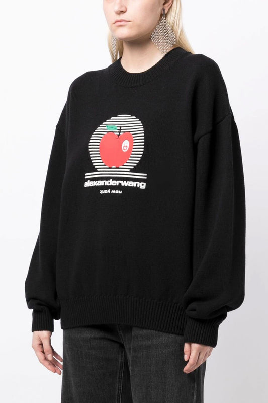 CREWNECK PULLOVER WITH NY APPLE PUFF LOGO