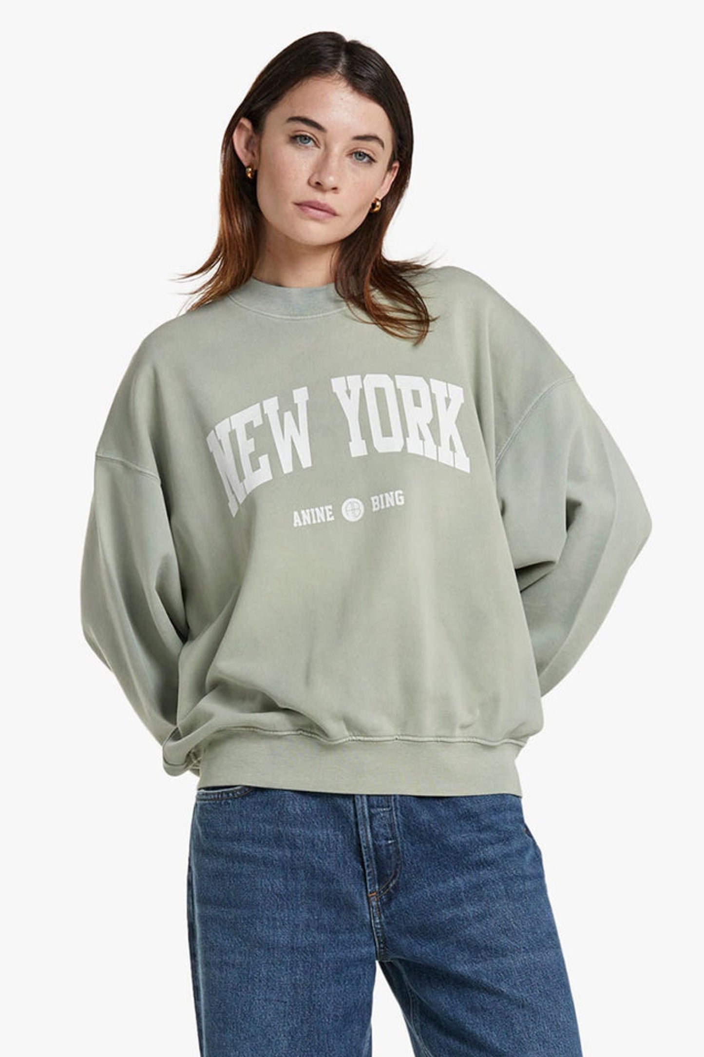 JACI SWEATSHIRT UNIVERSITY NEW YORK - WASHED FADED SEAFOAM