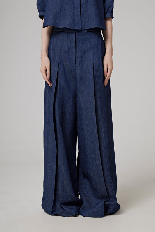 WIDE LEG PANTS, MID WAIST