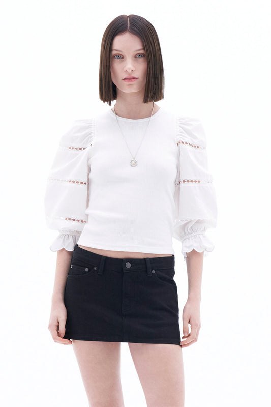 puff sleeve rib top