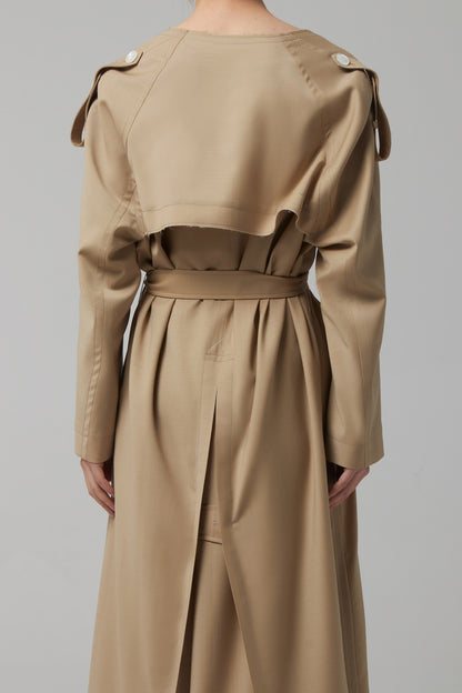 COLLARLESS SHELL BUTTON TRENCH