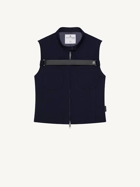 SLEEVELESS STRAP TWILL JACKET